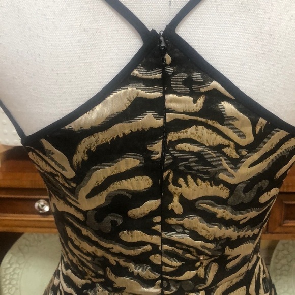 Design Lab (Lord& Taylor) Black/ Gold Animal Print Jacquard Cocktail Dress Sz S - Picture 11 of 16
